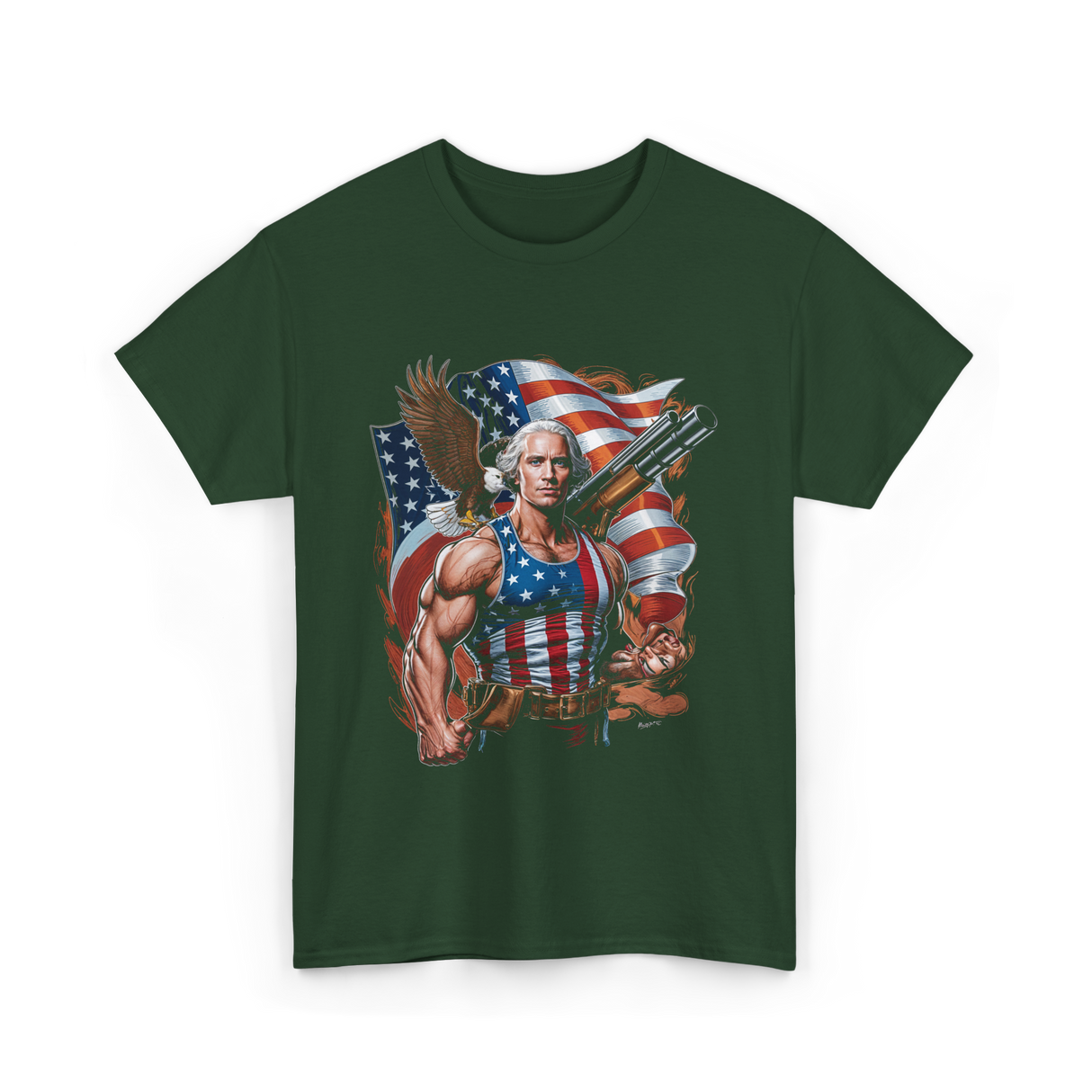 Patriotic Hero USA Independence T-Shirt - Forest Green