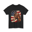 Patriotic Horse American Flag Horse T-Shirt - Black