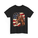 Patriotic Horse American Flag Horse T-Shirt - Black