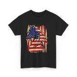 Patriotic Horse American Flag Horse T-Shirt - Black