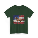 Patriotic Horse American Flag Horse T-Shirt - Forest Green