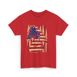 Patriotic Horse American Flag Horse T-Shirt - Red