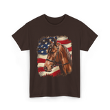 Patriotic Horse American Flag Horse T-Shirt - Dark Chocolate