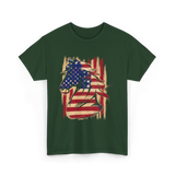 Patriotic Horse American Flag Horse T-Shirt - Forest Green