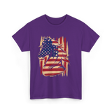 Patriotic Horse American Flag Horse T-Shirt - Purple