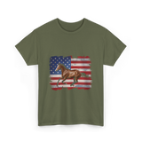 Patriotic Horse American Flag Horse T-Shirt - Military Green