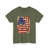 Patriotic Horse American Flag Horse T-Shirt - Military Green