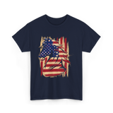 Patriotic Horse American Flag Horse T-Shirt - Navy