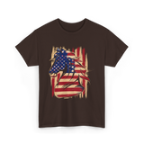 Patriotic Horse American Flag Horse T-Shirt - Dark Chocolate