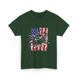 Patriotic Ice Hockey USA Puck T-Shirt - Forest Green