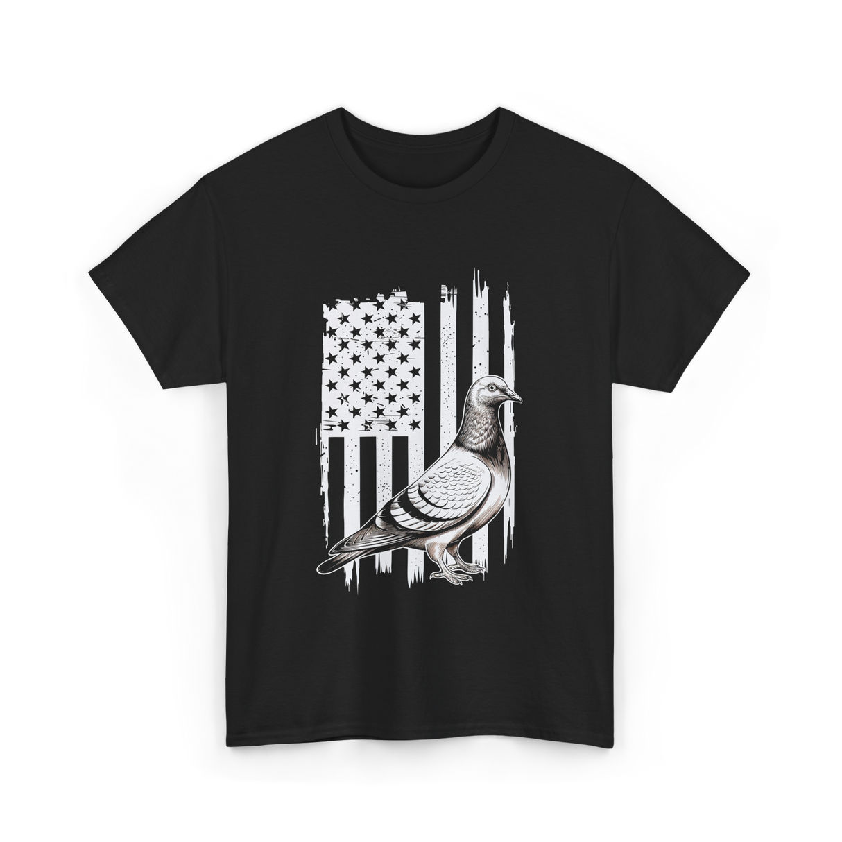 Patriotic Pigeon Design Pigeon Lovers T-Shirt - Black