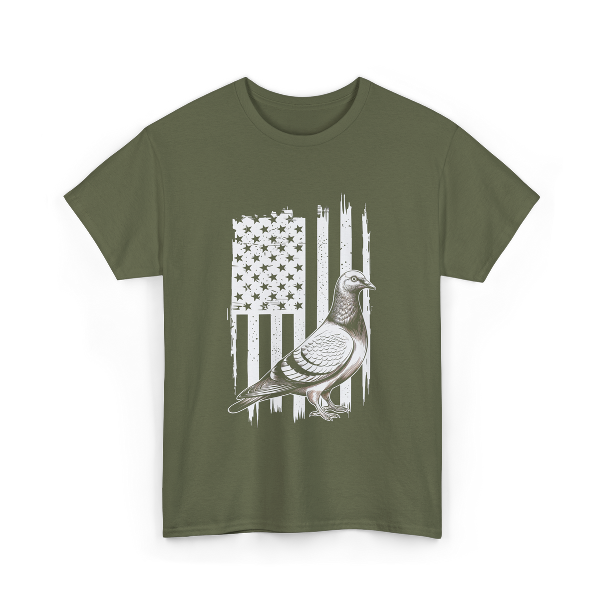 Patriotic Pigeon Design Pigeon Lovers T-Shirt - Military Green