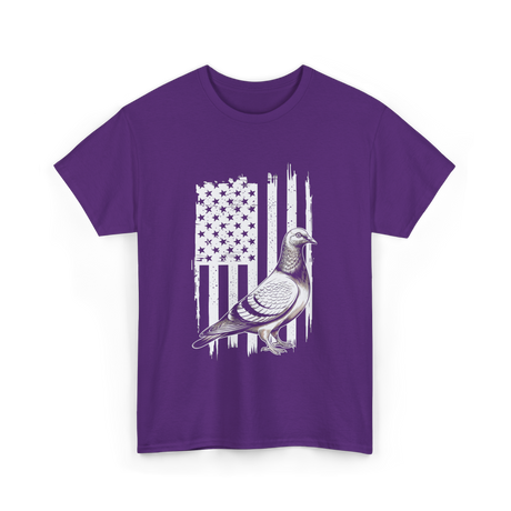 Patriotic Pigeon Design Pigeon Lovers T-Shirt - Purple