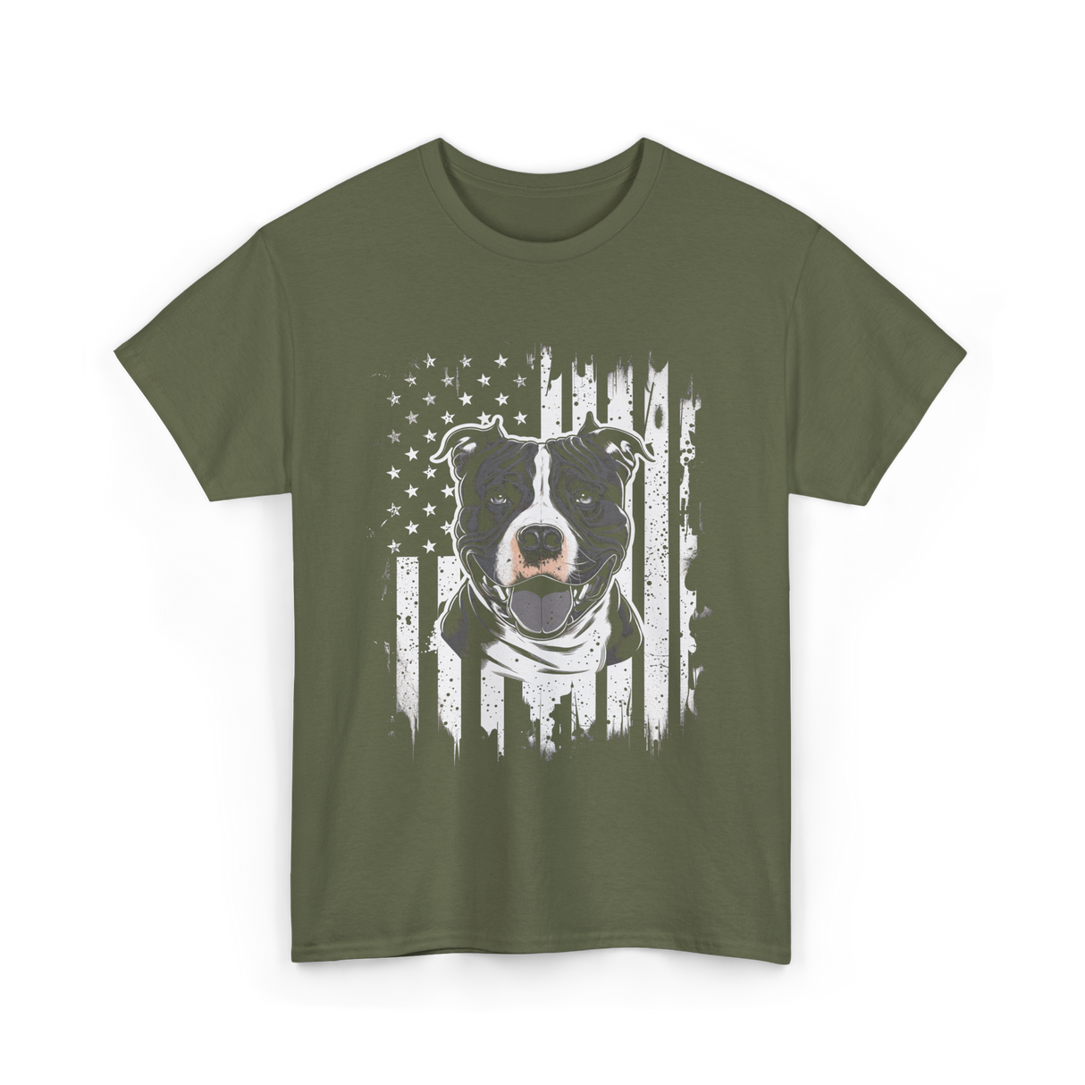 Patriotic Pitbull Dog Lover T-Shirt - Military Green