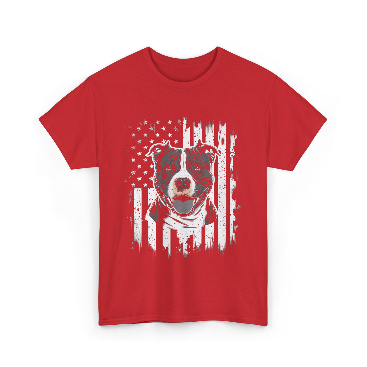 Patriotic Pitbull Dog Lover T-Shirt - Red