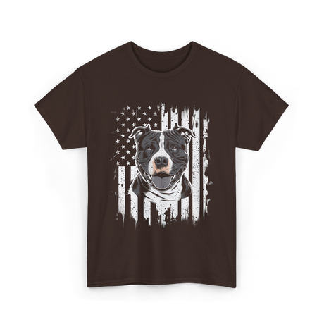 Patriotic Pitbull Dog Lover T-Shirt - Dark Chocolate