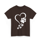 Paw Print Heart Dogs Love T-Shirt - Dark Chocolate