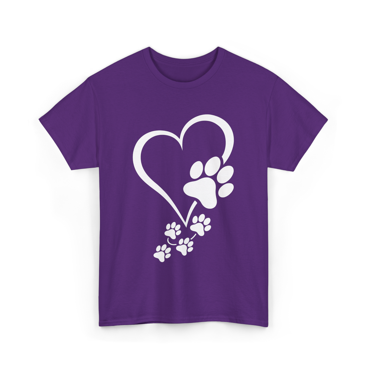 Paw Print Heart Dogs Love T-Shirt - Purple