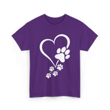 Paw Print Heart Dogs Love T-Shirt - Purple