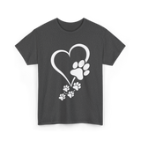 Paw Print Heart Dogs Love T-Shirt - Dark Heather