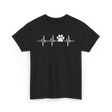 Paw Print Heartbeat Veterinarian Vet Tech T-Shirt - Black