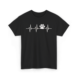 Paw Print Heartbeat Veterinarian Vet Tech T-Shirt - Black