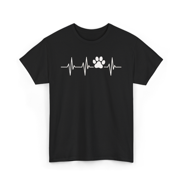 Paw Print Heartbeat Veterinarian Vet Tech T-Shirt - Black