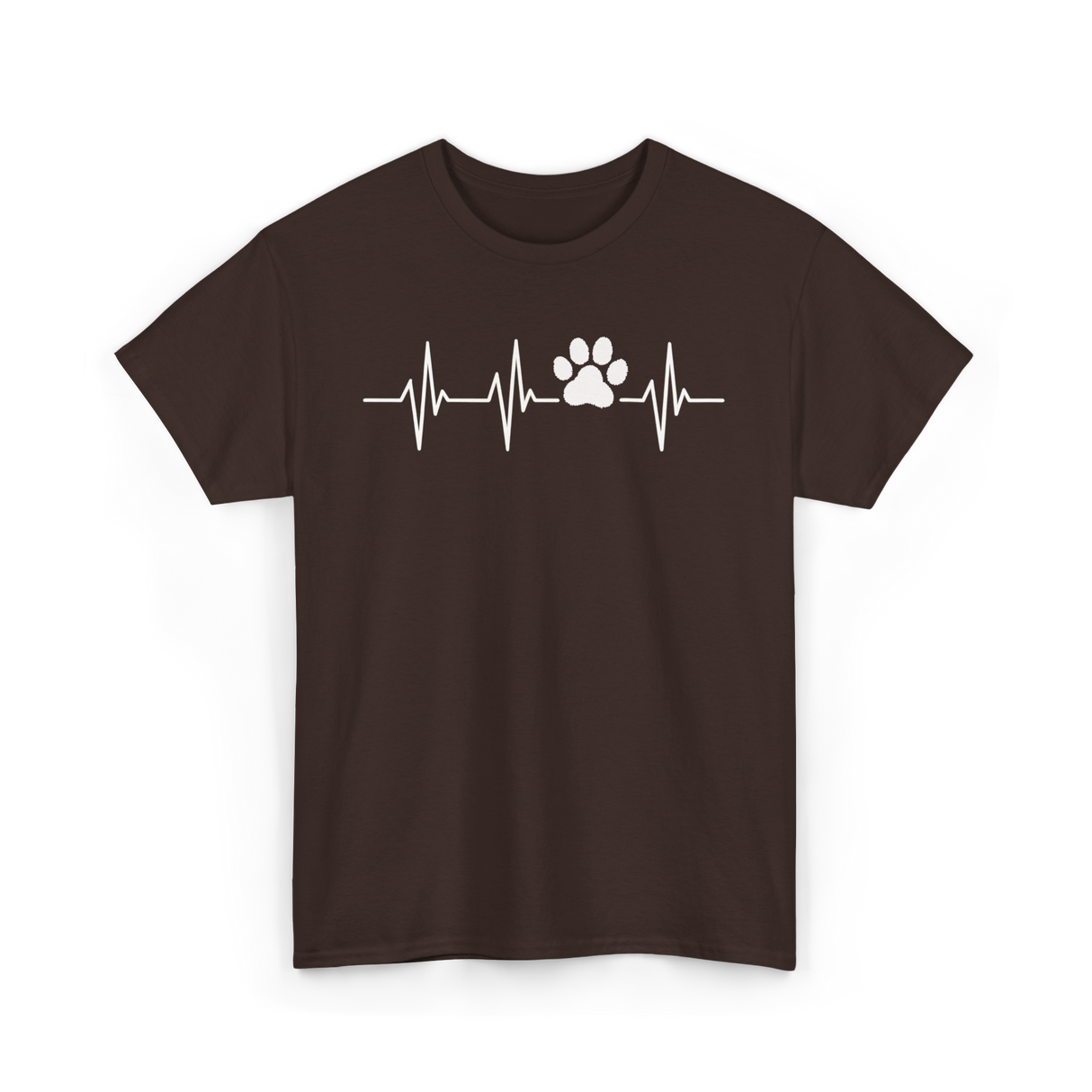 Paw Print Heartbeat Veterinarian Vet Tech T-Shirt - Dark Chocolate