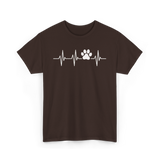 Paw Print Heartbeat Veterinarian Vet Tech T-Shirt - Dark Chocolate