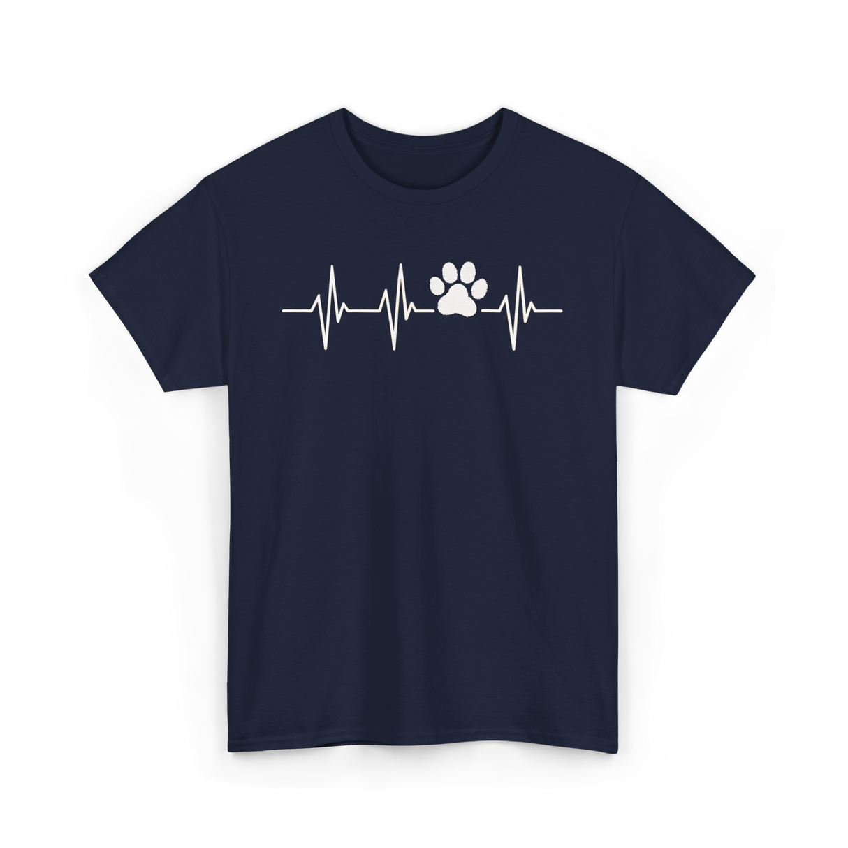 Paw Print Heartbeat Veterinarian Vet Tech T-Shirt - Navy