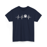 Paw Print Heartbeat Veterinarian Vet Tech T-Shirt - Navy