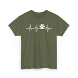 Paw Print Heartbeat Veterinarian Vet Tech T-Shirt - Military Green