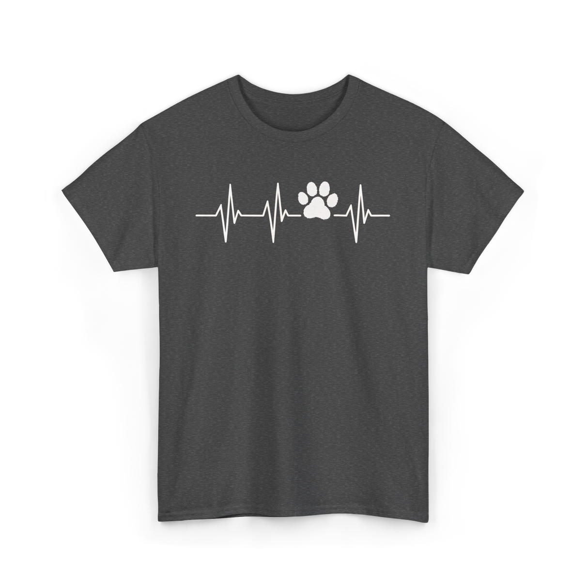 Paw Print Heartbeat Veterinarian Vet Tech T-Shirt - Dark Heather