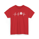 Paw Print Heartbeat Veterinarian Vet Tech T-Shirt - Red