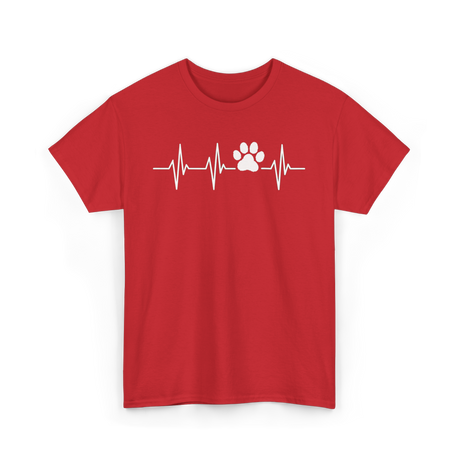 Paw Print Heartbeat Veterinarian Vet Tech T-Shirt - Red