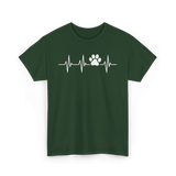 Paw Print Heartbeat Veterinarian Vet Tech T-Shirt - Forest Green