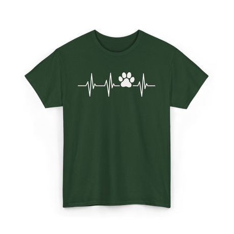 Paw Print Heartbeat Veterinarian Vet Tech T-Shirt - Forest Green