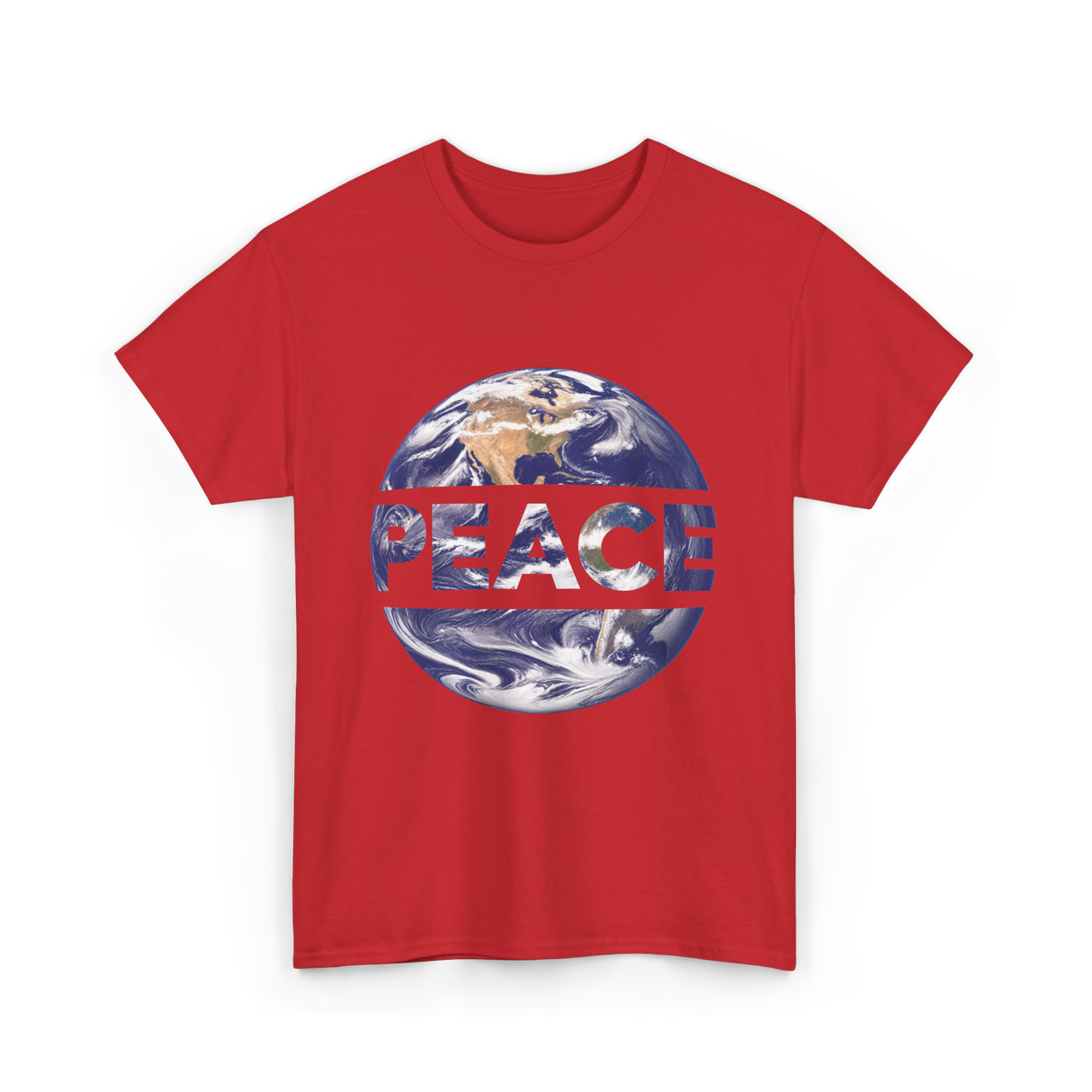 Peace Earth Humanity Message T-Shirt - Red