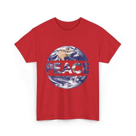 Peace Earth Humanity Message T-Shirt - Red