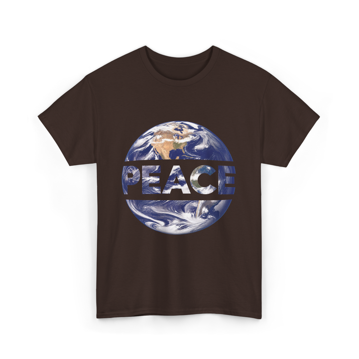 Peace Earth Humanity Message T-Shirt - Dark Chocolate