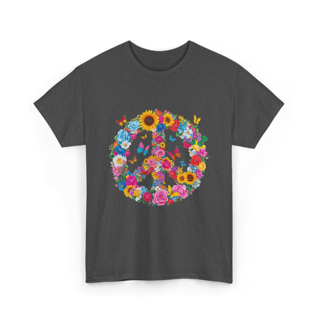 Peace Flowers Nature Artwork T-Shirt - Dark Heather