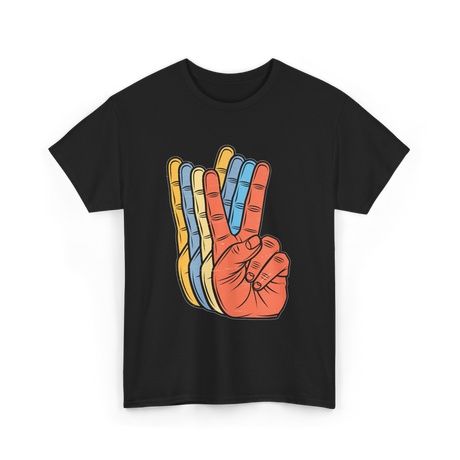 Peace Hand Sign Vintage Retro T-Shirt - Black