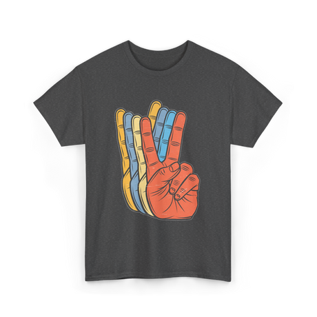 Peace Hand Sign Vintage Retro T-Shirt - Dark Heather