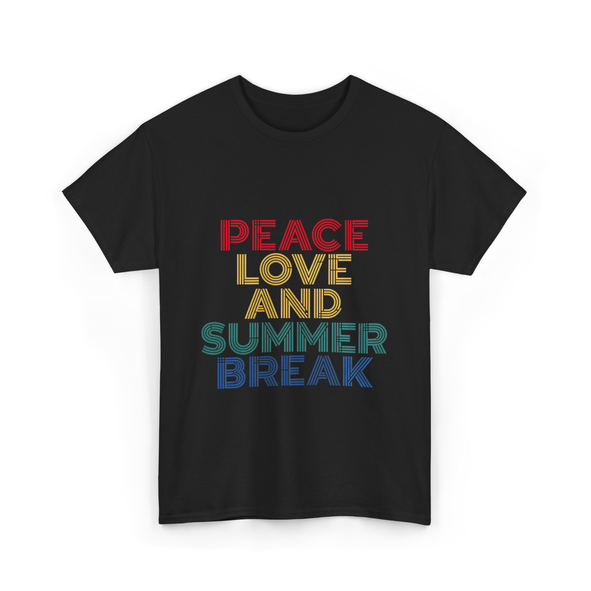 Peace Love and Summer Break Vacation T-Shirt - Black