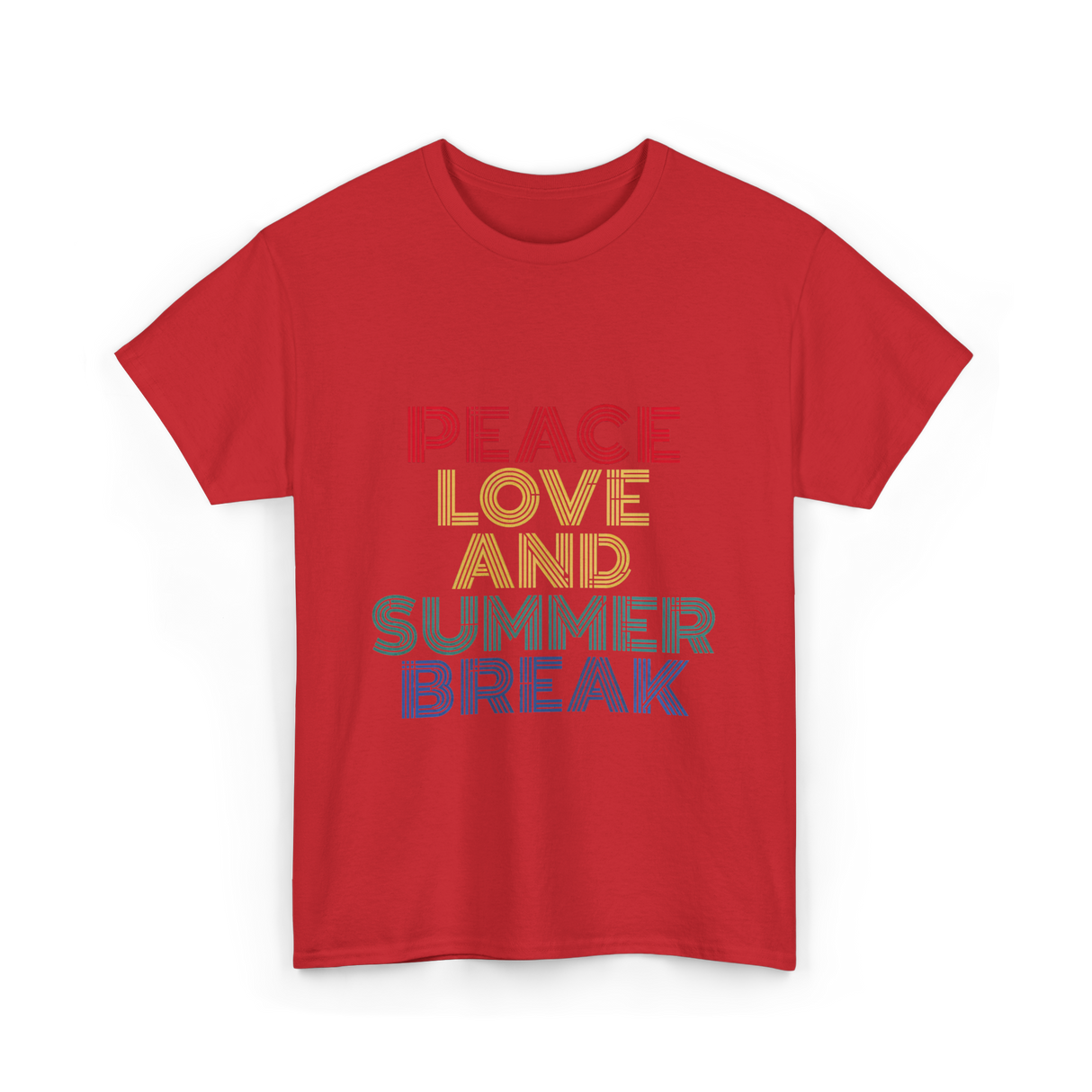 Peace Love and Summer Break Vacation T-Shirt - Red