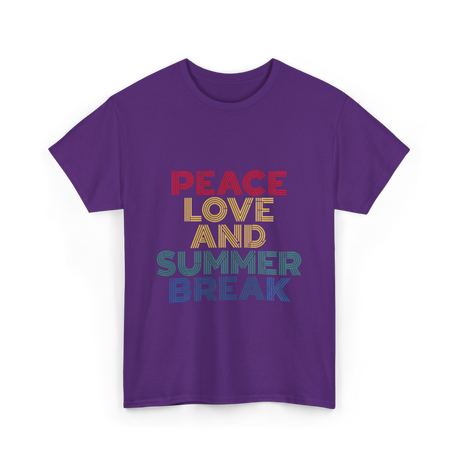 Peace Love and Summer Break Vacation T-Shirt - Purple