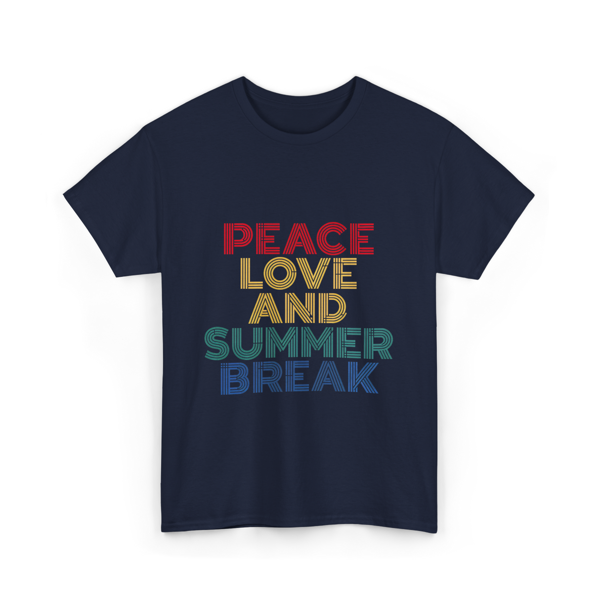 Peace Love and Summer Break Vacation T-Shirt - Navy