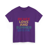 Peace Love and Summer Break Vacation T-Shirt - Purple