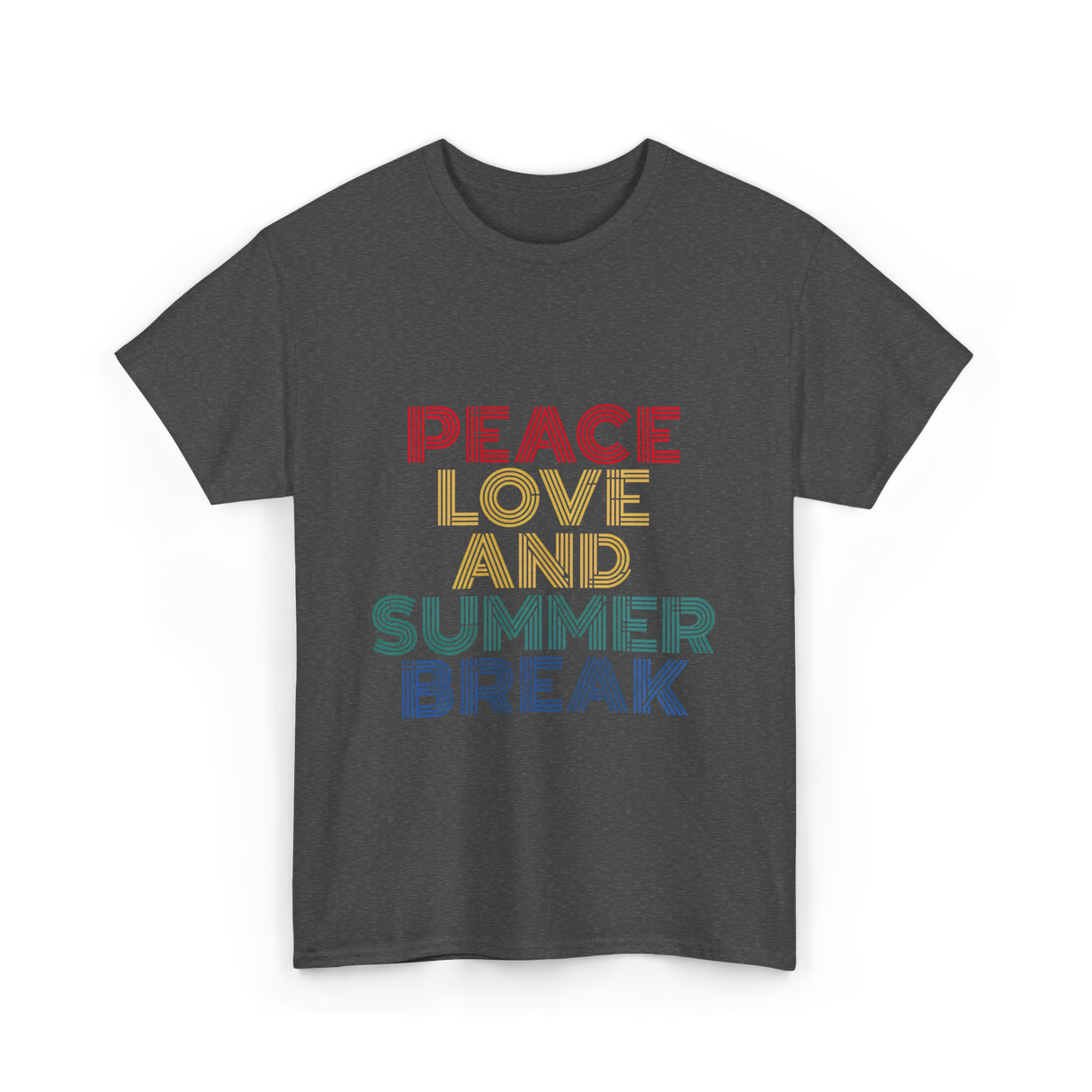 Peace Love and Summer Break Vacation T-Shirt - Dark Heather