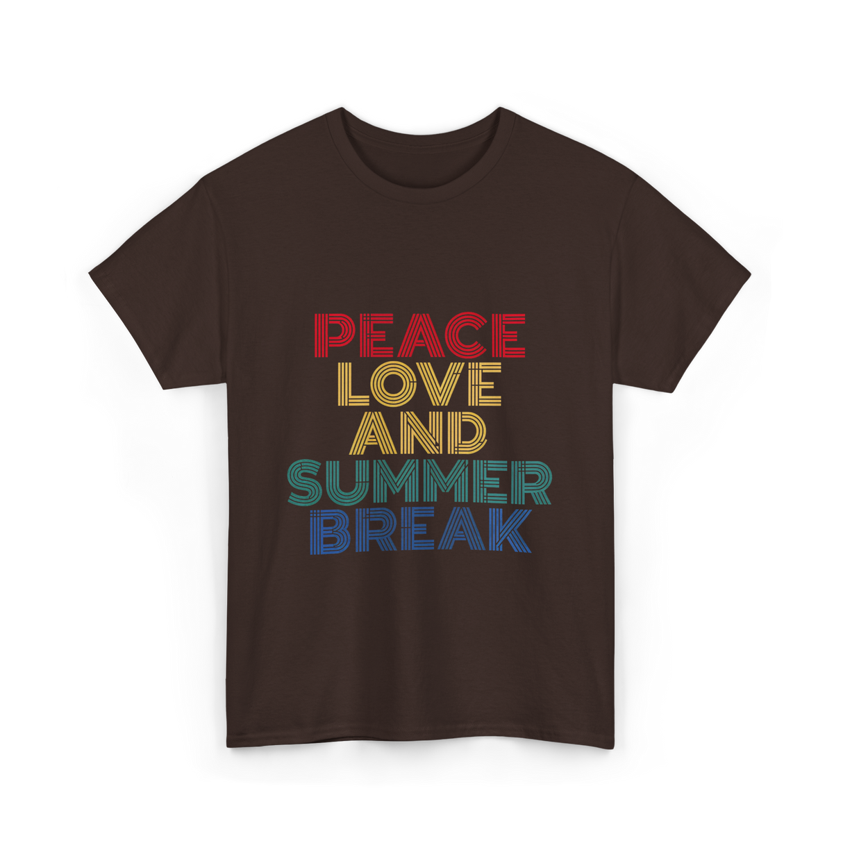 Peace Love and Summer Break Vacation T-Shirt - Dark Chocolate